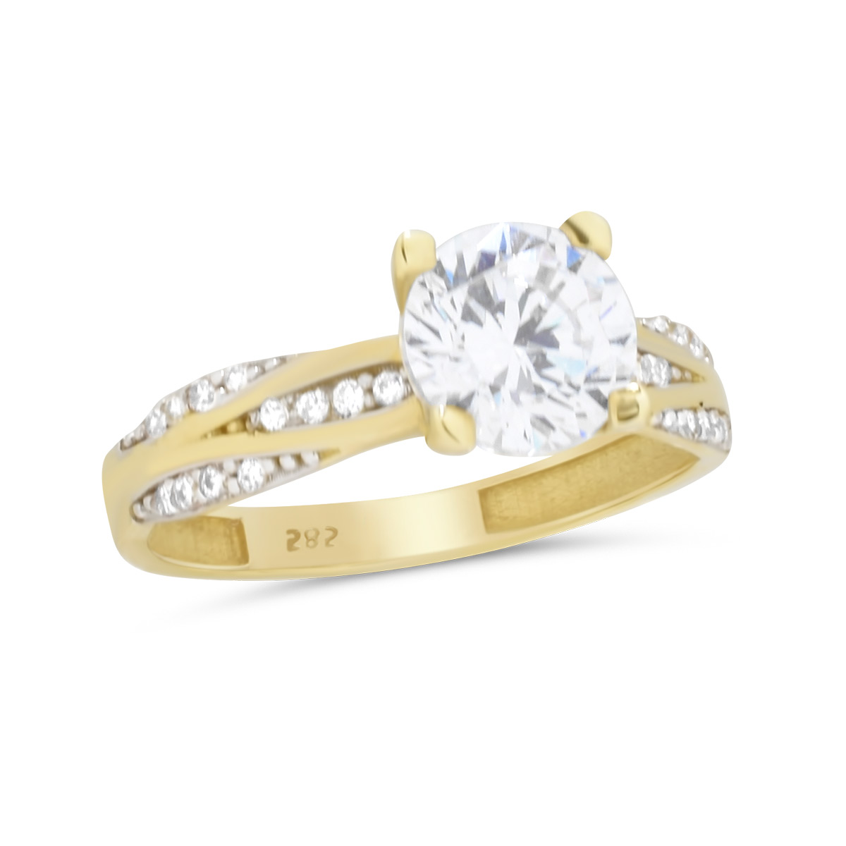 Χρυσο μονόπετρο δαχτυλίδι Κ14 με ζιργκόν